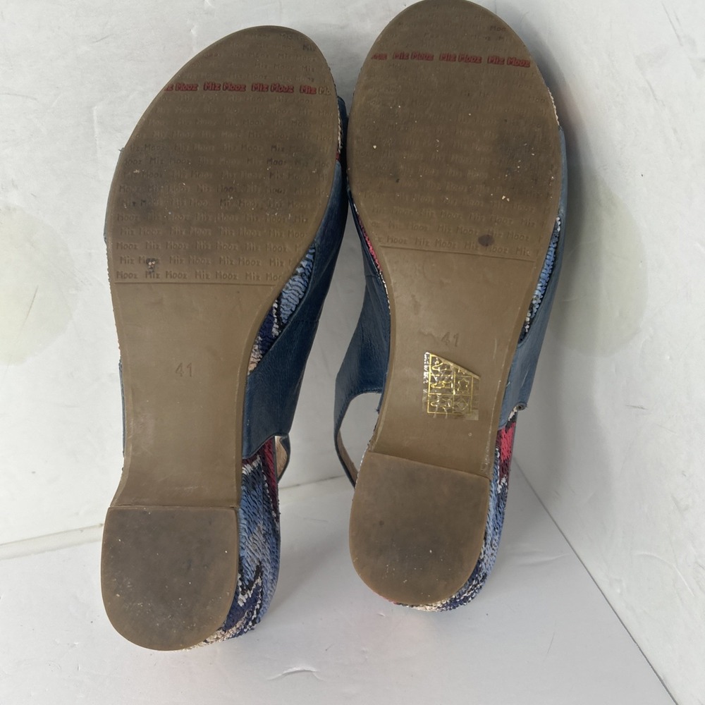 Miz Mooz Women's Blue Leather Multicolor Platform Sandals Sz EU 41 US 8-8 1/2 - Picture 14 of 15